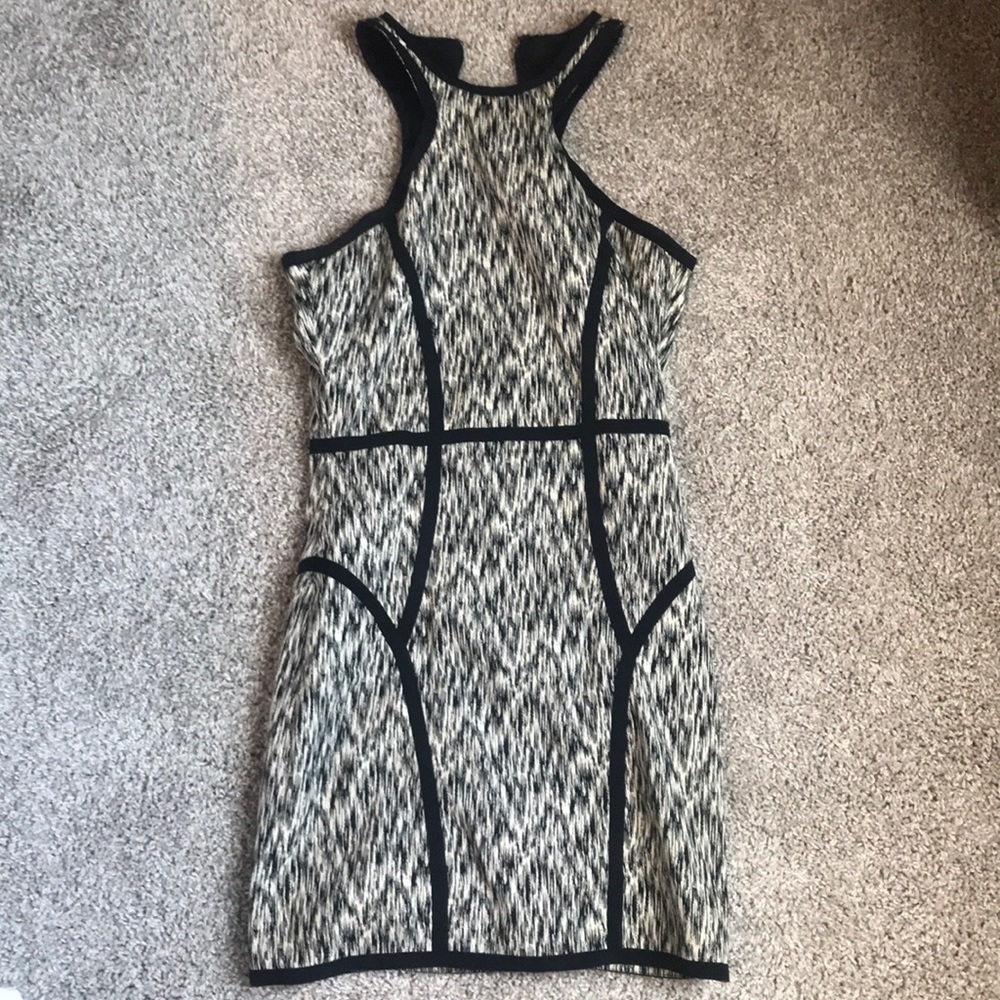 Parker "Palms" Abstract Black and White dress